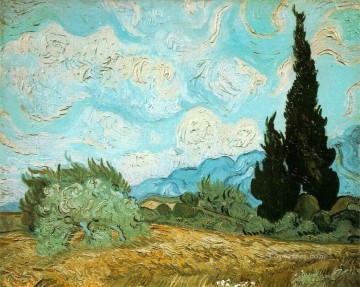  Trigo Pintura al %C3%B3leo - Campo de trigo con cipreses Vincent van Gogh